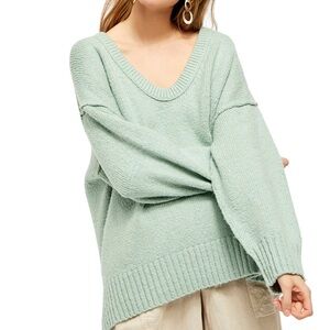 Free People Light Green Knit Sweater Over Sized